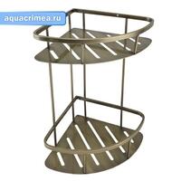 Полочка угловая овальная с литым дном двойная 22 см - БРОНЗА